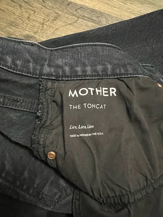Mother Superior The Tomcat Straight Leg Jeans Lies, Lies, Lies Black Size 32 - Picture 10 of 13